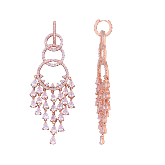 Dazzling Drops & Hoops Dangler Silver Earrings