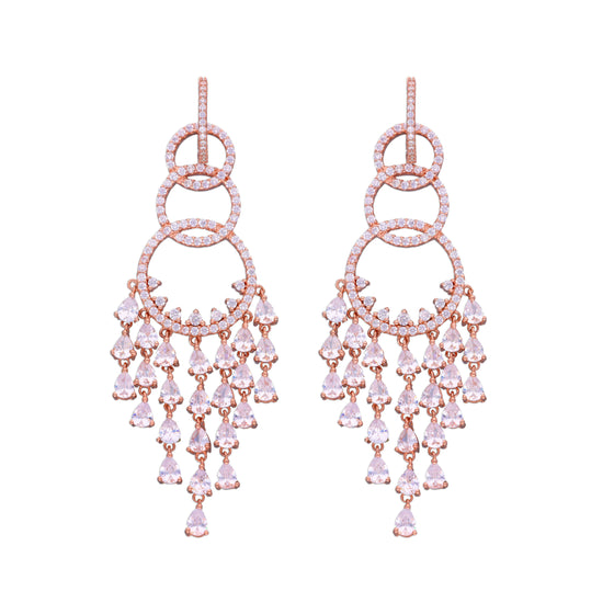 Dazzling Drops & Hoops Dangler Silver Earrings