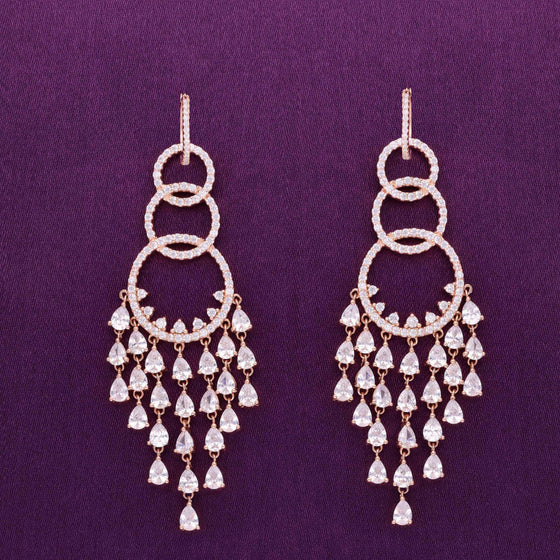 Dazzling Drops & Hoops Dangler Silver Earrings