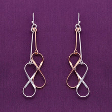  Big Infinity Symbol Rose Gold and Silver Drop Earrings