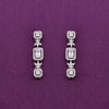 Sparkling Zircon Studded Baguettes Dangler Silver Earrings