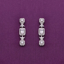  Sparkling Zircon Studded Baguettes Dangler Silver Earrings