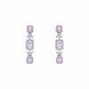 Sparkling Zircon Studded Baguettes Dangler Silver Earrings