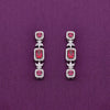 Sparkling Zircon Studded Baguettes Dangler Silver Earrings