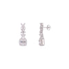 Bedazzling Zircon Baguettes & Blossoms Dangler Silver Earrings