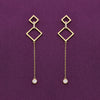 Stylish Diamond Shapped Danglers Silver Earrings