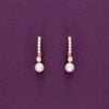 Stylish Zircon Studded Pearl Drop Silver Earrings