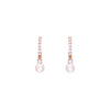 Stylish Zircon Studded Pearl Drop Silver Earrings