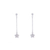 Solitary Stars Silver Drop Earrings