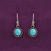 Cyan Grunge Oxidized Silver Drop Earrings