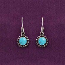  Cyan Grunge Oxidized Silver Drop Earrings