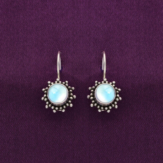 Cyan Sky Oxidized Silver Drop Earrings