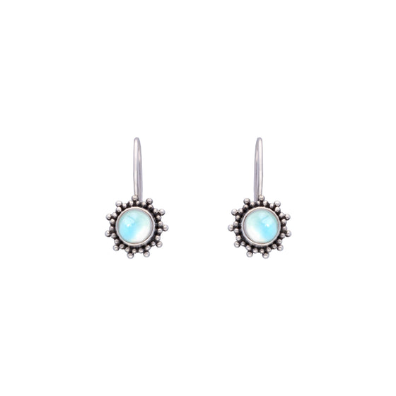 Cyan Sky Oxidized Silver Drop Earrings