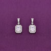 Shimmering Zircon Studded Baguette Silver Drop Earrings