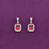 Shimmering Zircon Studded Baguette Silver Drop Earrings