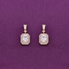 Shimmering Zircon Studded Baguette Silver Drop Earrings