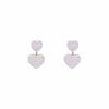 Pave Dual Hearts Zircon Silver Drop Earrings