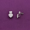 Pave Dual Hearts Zircon Silver Drop Earrings