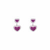 Pave Dual Hearts Zircon Silver Drop Earrings