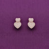 Pave Dual Hearts Zircon Silver Drop Earrings