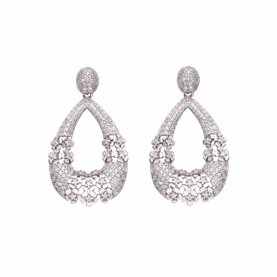 Elegant Charm Zircon Studded Silver Drop Earrings