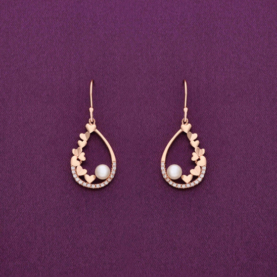 Stylish Pearl Embedded Silver Drop Earrings
