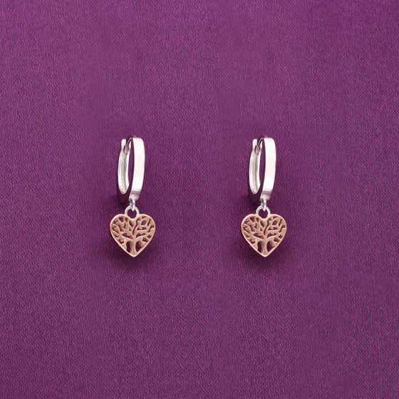 Trendy Intricate Heart Silver Drop Earrings