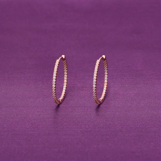 Classic Diamond Studded Silver Hoop Earrings