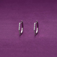  Bejewelled Hex Silver Hoop Earrings
