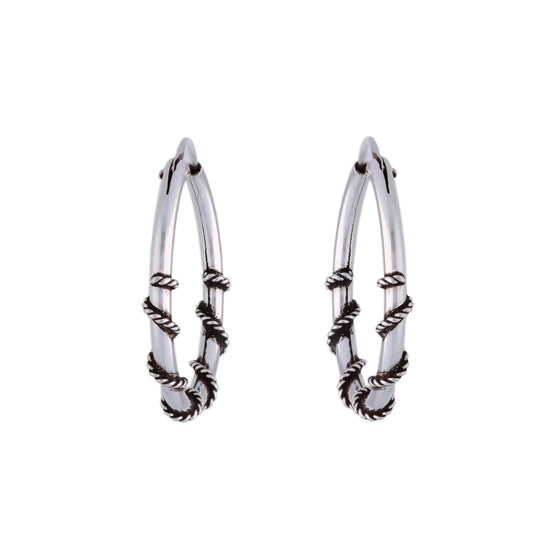 Sterling Twisted Oxidized Wires Silver Hoops Earrings