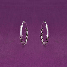  Sterling Twisted Oxidized Wires Silver Hoops Earrings