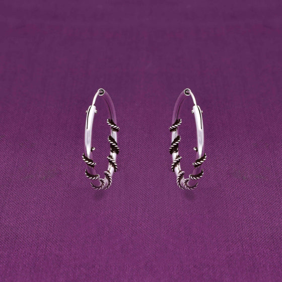 Sterling Twisted Oxidized Wires Silver Hoops Earrings