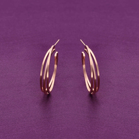 Stylish Multiple Rose Gold Hoops Earrings
