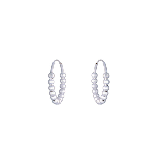 Sterling Beaded Brilliance Silver Hoops Earrings