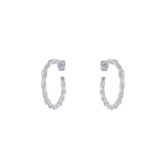 Sterling Knotted Hoops Silver Earrings
