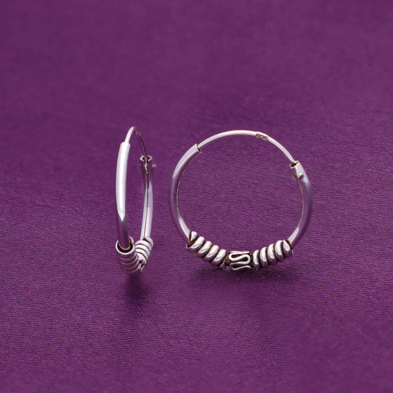 Classic Twisted Wires Silver Hoops Earrings