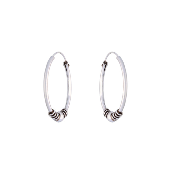 Sterling Twisted Wires Silver Hoops Earrings