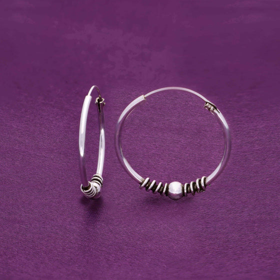 Sterling Twisted Wires Silver Hoops Earrings