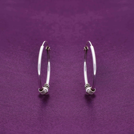 Sterling Twisted Wires Silver Hoops Earrings