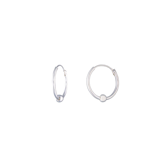 Sterling Beaded Silver Hoops Earrings