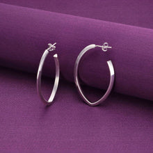  Sterling Simple Ovals Silver Hoops Earrings