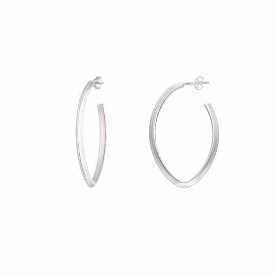 Sterling Simple Ovals Silver Hoops Earrings