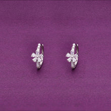  Floral Crystal Sterling Silver Hoops Earrings