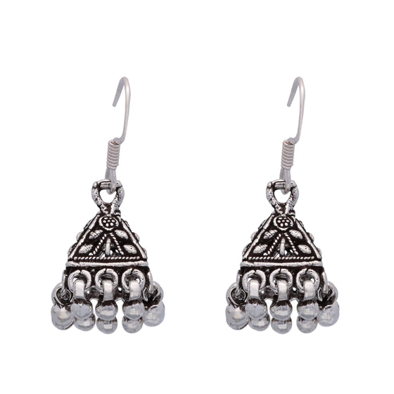 Trinity Dome Silver Jhumki Earrings