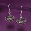 Swirling Dome Silver Jhumki Earrings