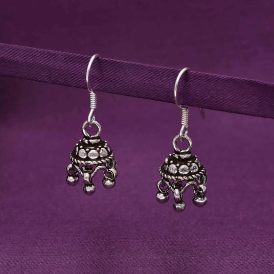 Close-knit Dome Silver Jhumki Earrings