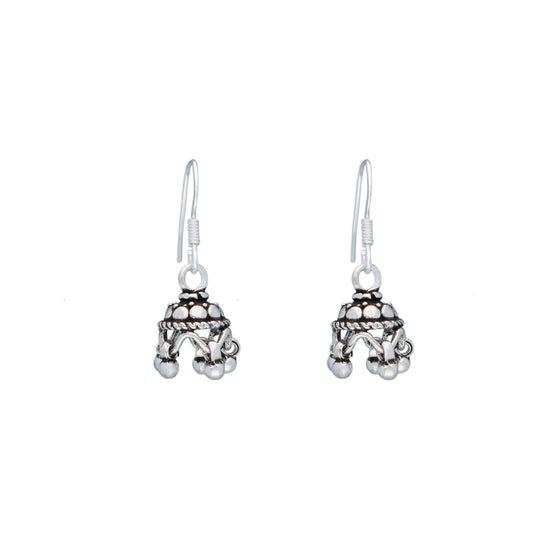 Close-knit Dome Silver Jhumki Earrings