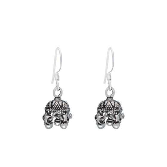 Ethnic Dome Silver Jhumki Earrings