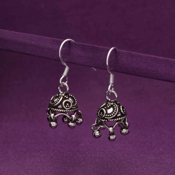 Exquisite Dome Silver Jhumki Earrings