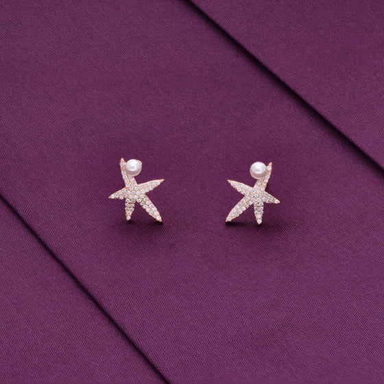 Shining Starfish Casual Silver Studs Earrings